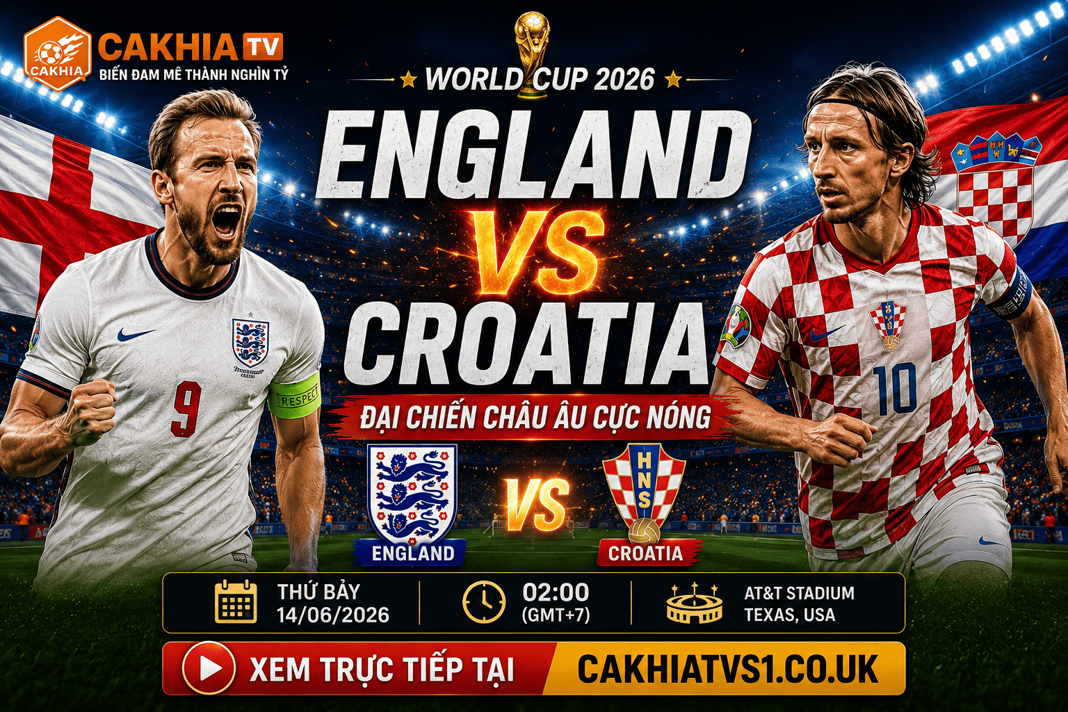 England vs Croatia – Đại Chiến Châu Âu Cực Nóng Tại World Cup 2026
